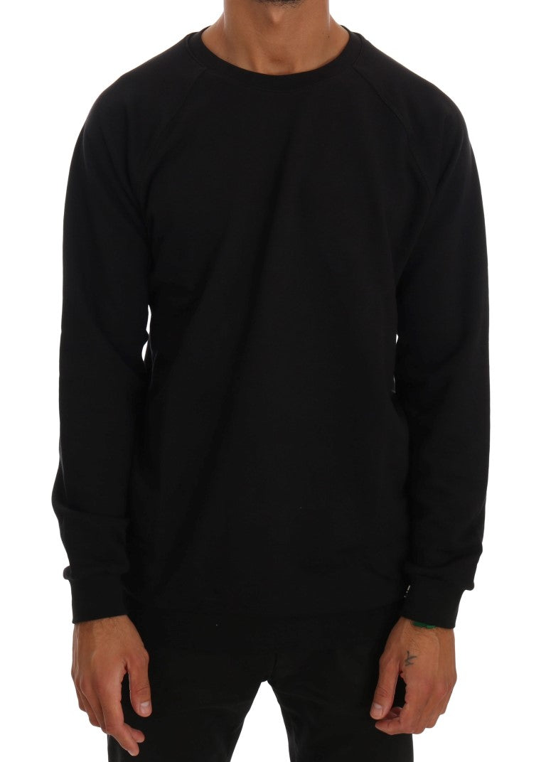 Daniele Alessandrini Black Crewneck Cotton Pullover Sweater