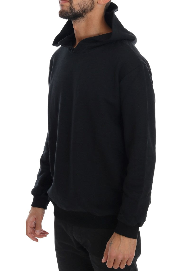 Daniele Alessandrini Black Gym Casual Hooded Cotton Sweater