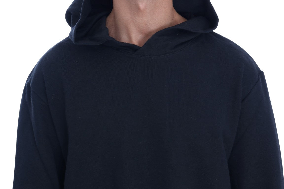 Daniele Alessandrini Black Gym Casual Hooded Cotton Sweater