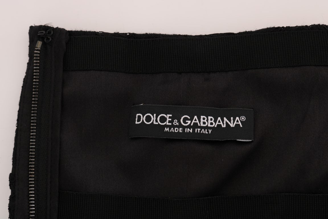 Dolce & Gabbana Black Floral Cutout Lace A-Line Skirt