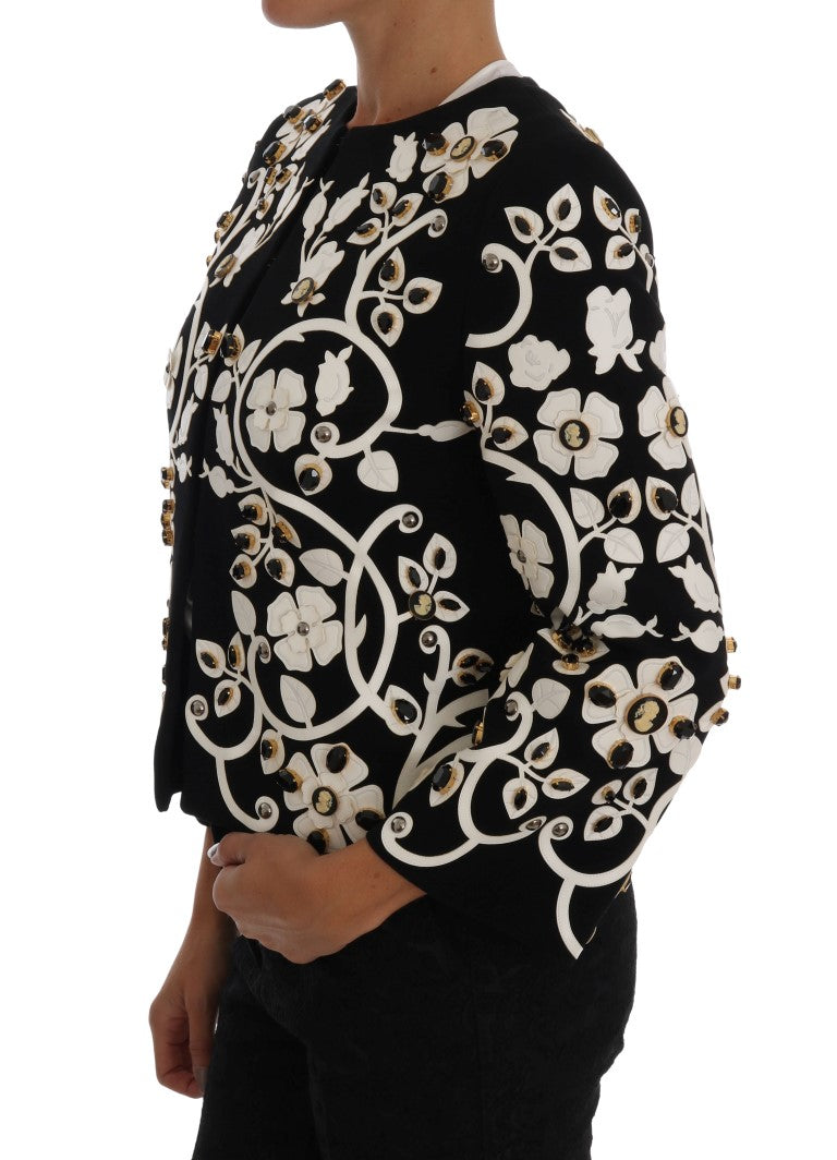 Dolce & Gabbana Black Baroque Floral Crystal Jacket