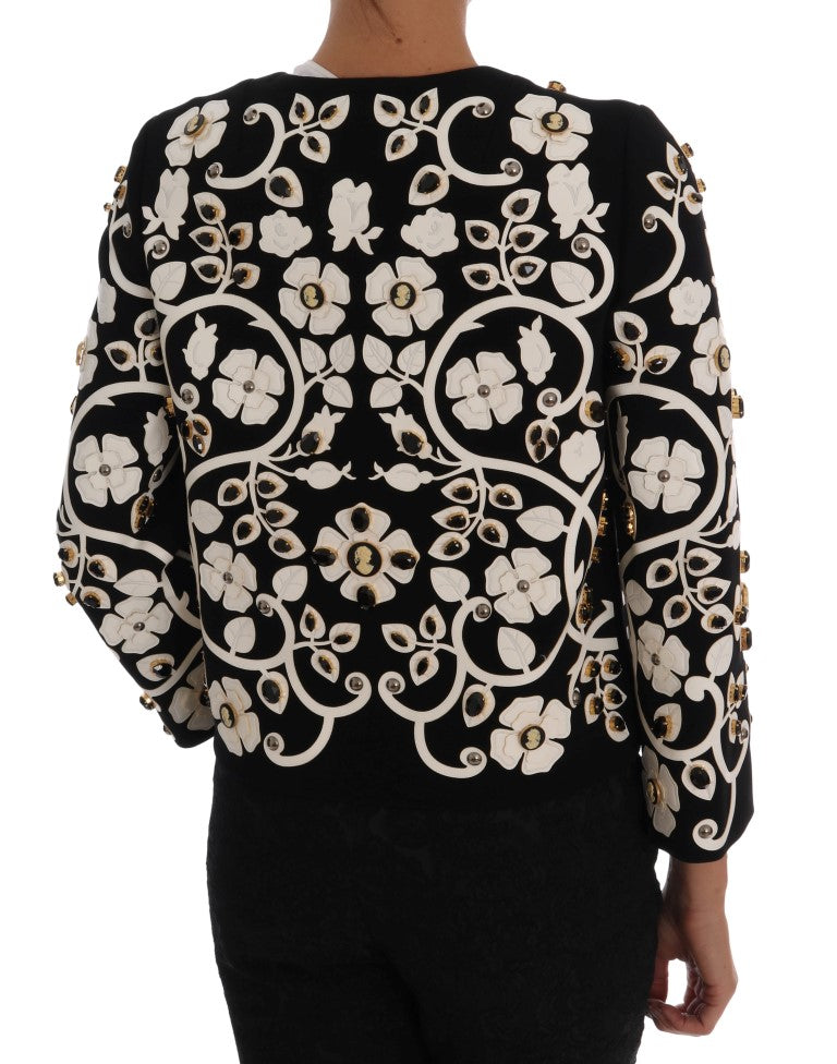 Dolce & Gabbana Black Baroque Floral Crystal Jacket