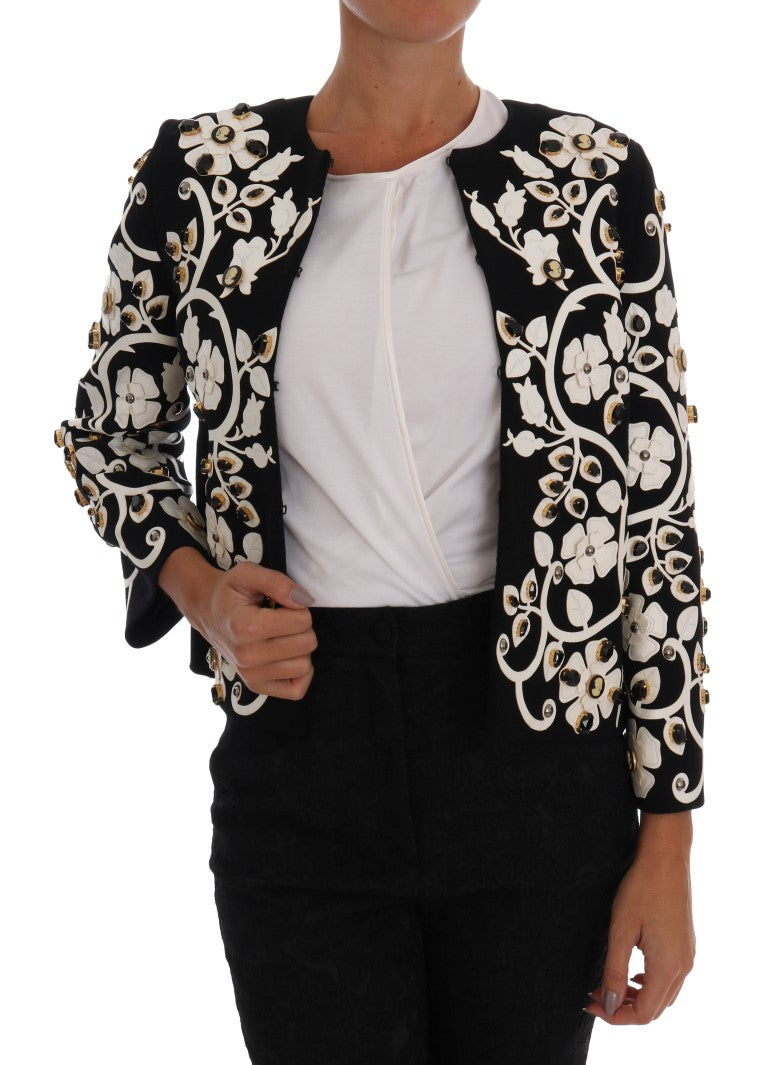 Dolce & Gabbana Black Baroque Floral Crystal Jacket