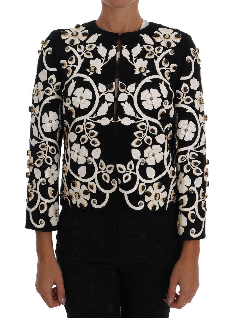 Dolce & Gabbana Black Baroque Floral Crystal Jacket