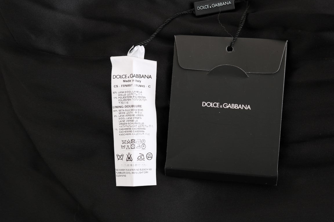 Dolce & Gabbana Black White Fringes Coat Wool Coat