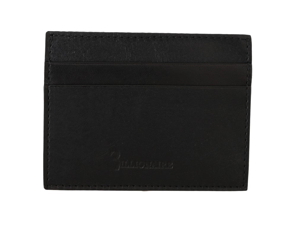 Billionaire Italian Couture Black Leather Cardholder Wallet