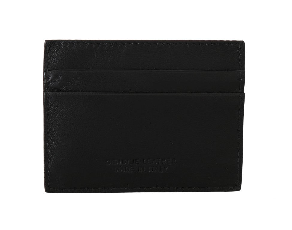 Billionaire Italian Couture Black Leather Cardholder Wallet