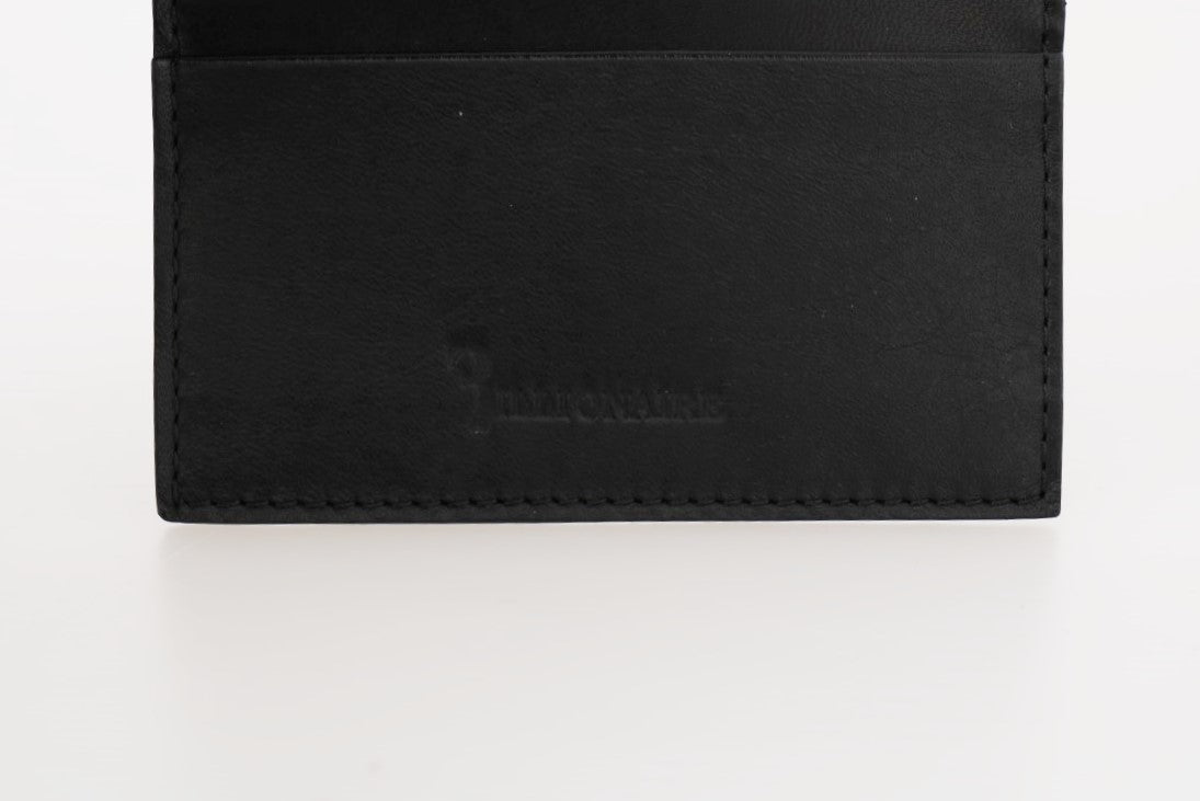 Billionaire Italian Couture Black Leather Cardholder Wallet