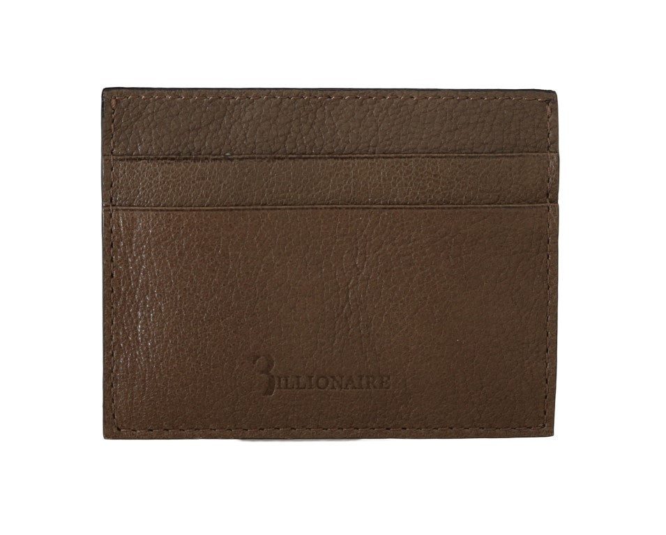 Billionaire Italian Couture Brown Leather Cardholder Wallet