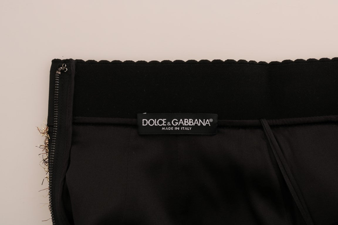 Dolce & Gabbana Gold Black Short Mini Skirt