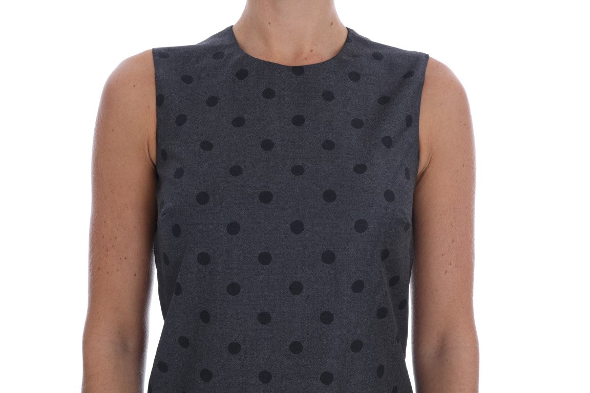 Dolce & Gabbana Gray Polka Dotted Sheath Wool Dress