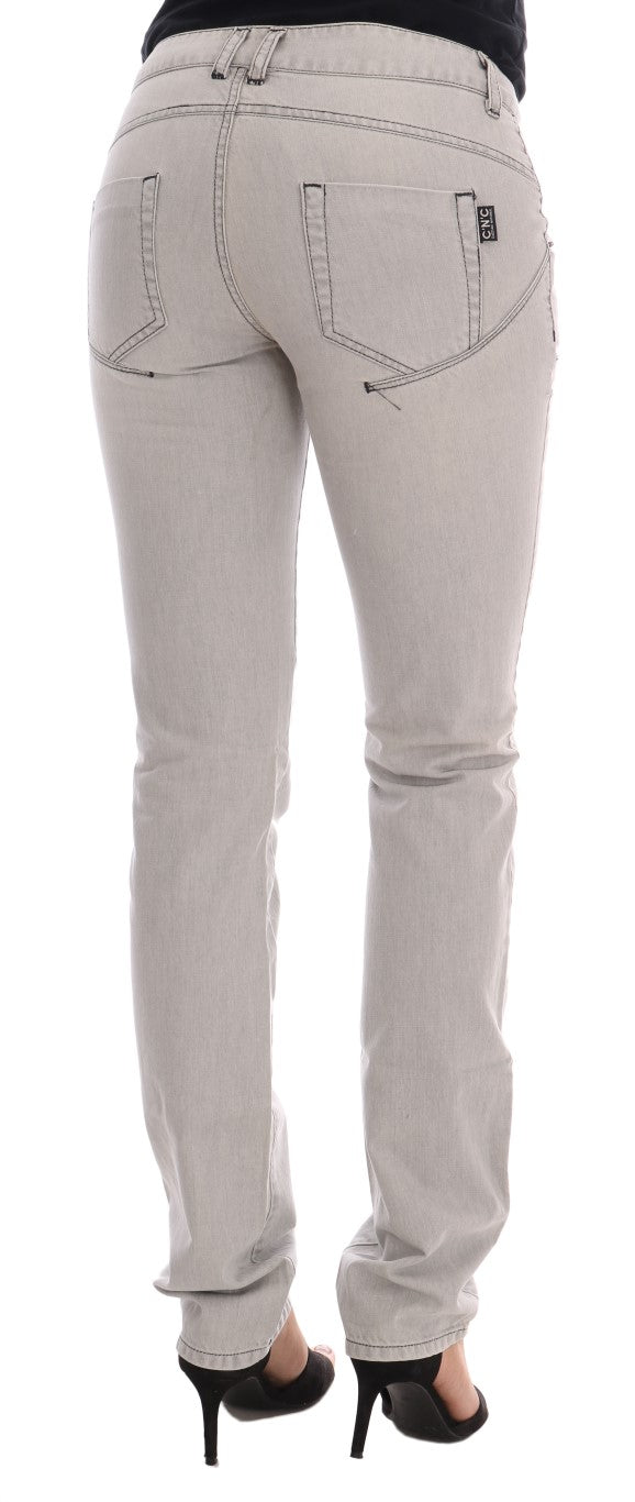 Costume National Gray Wash Cotton Slim Jeans