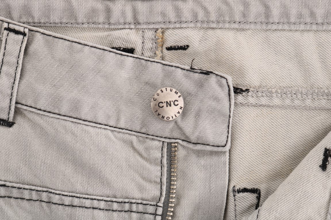 Costume National Gray Wash Cotton Slim Jeans