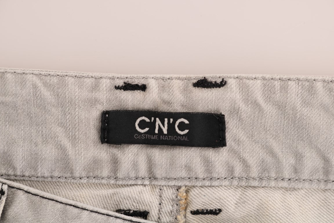 Costume National Gray Wash Cotton Slim Jeans