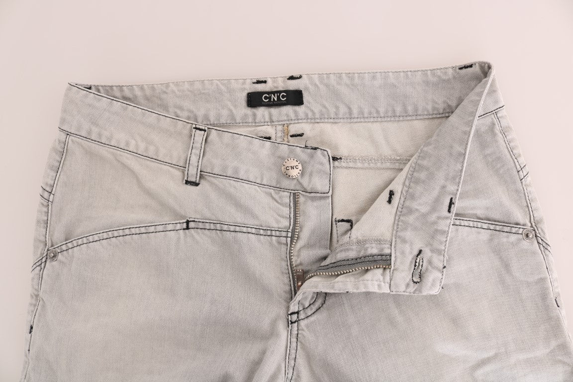 Costume National Gray Wash Cotton Slim Jeans