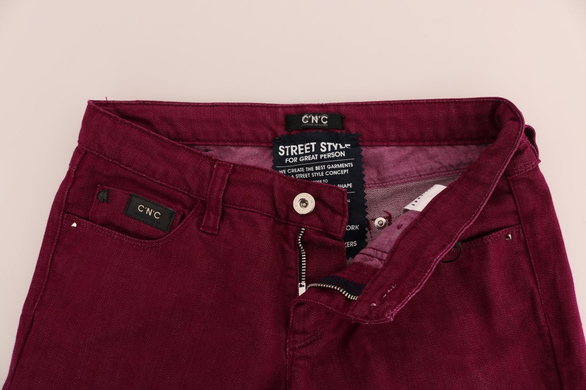 Costume National Red Wash Cotton Stretch Denim Jeans