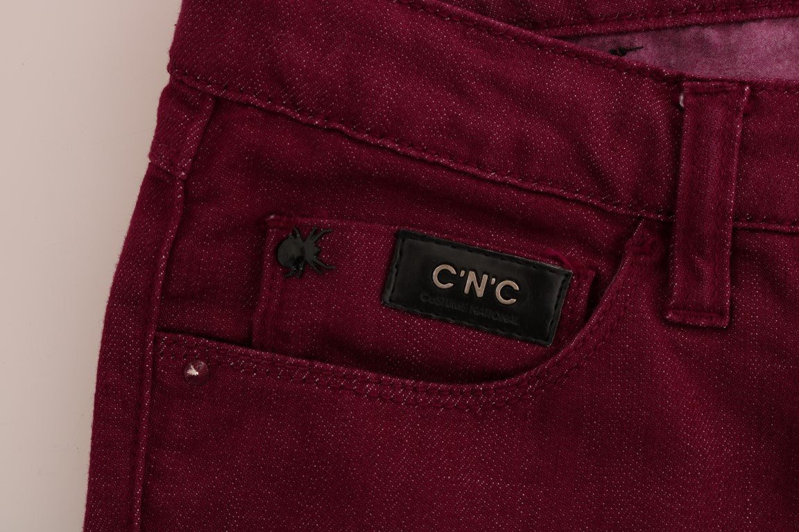 Costume National Red Wash Cotton Stretch Denim Jeans