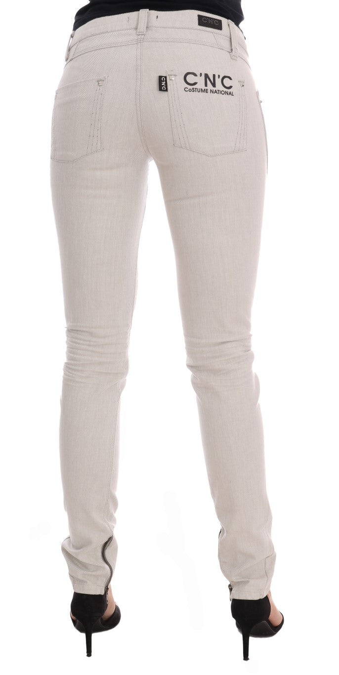 Costume National White Cotton Stretch Slim Jeans