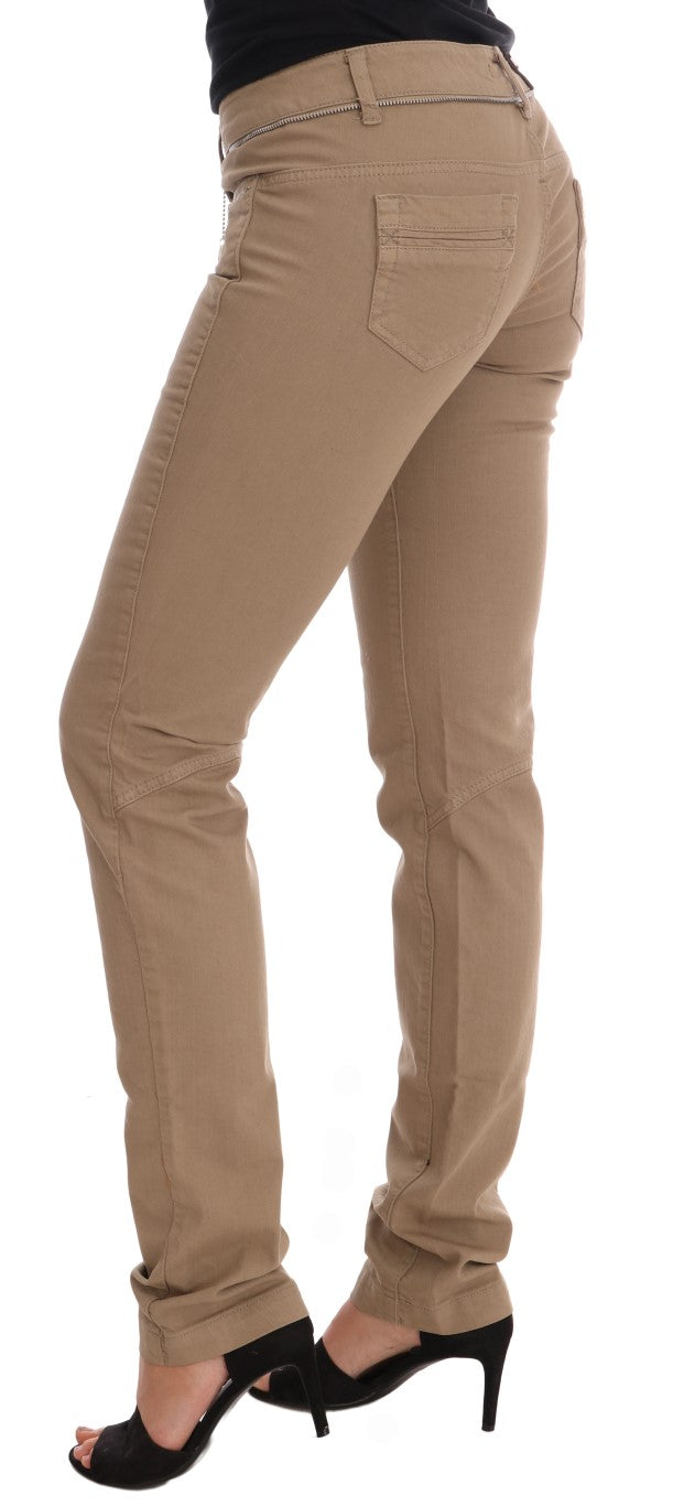 Costume National Beige Cotton Stretch Slim Fit Jeans