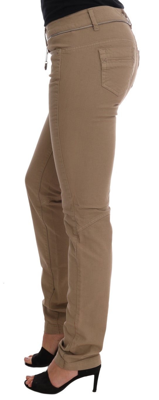 Costume National Beige Cotton Stretch Slim Fit Jeans