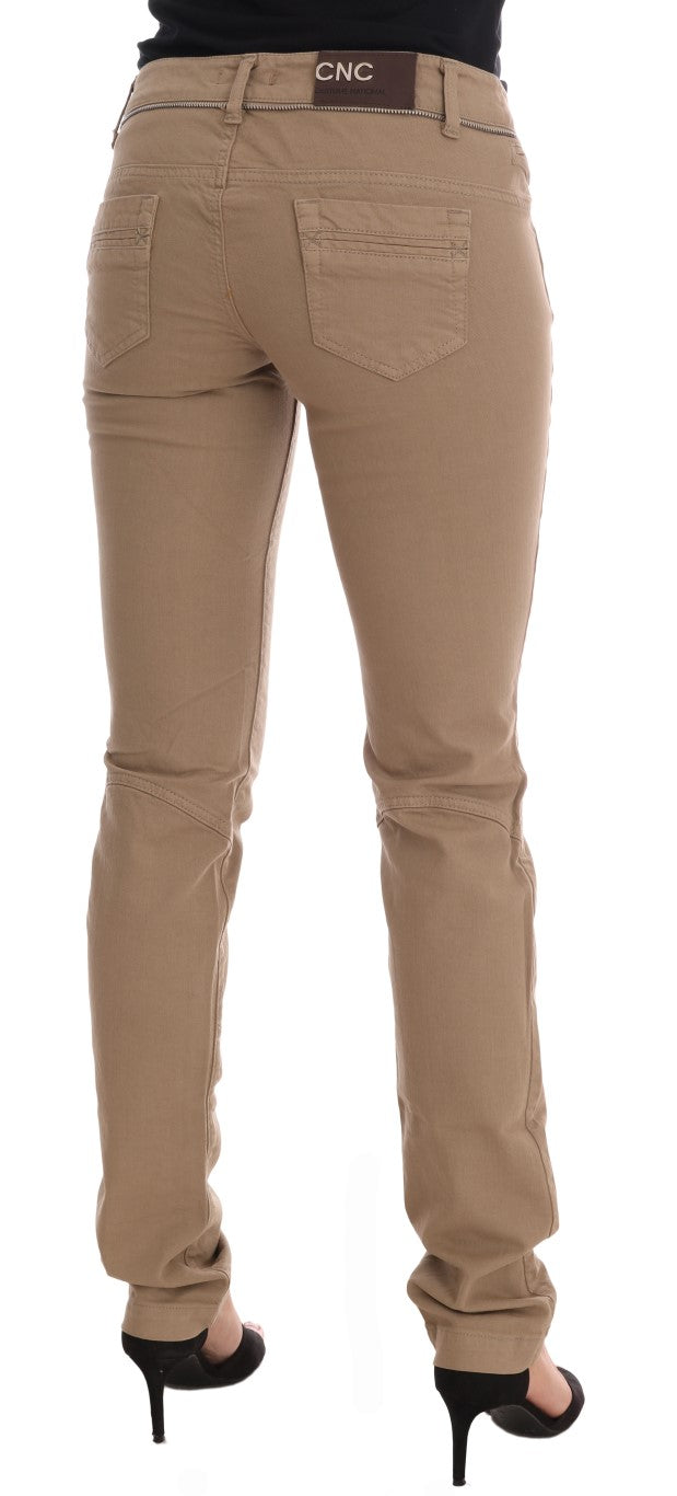 Costume National Beige Cotton Stretch Slim Fit Jeans