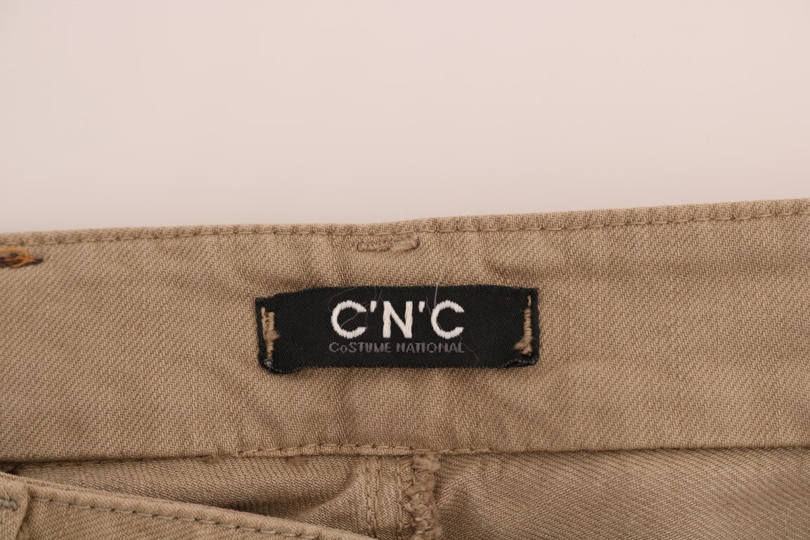 Costume National Beige Cotton Stretch Slim Fit Jeans