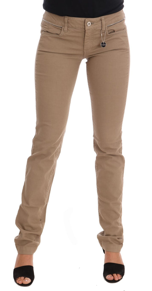 Costume National Beige Cotton Stretch Slim Fit Jeans