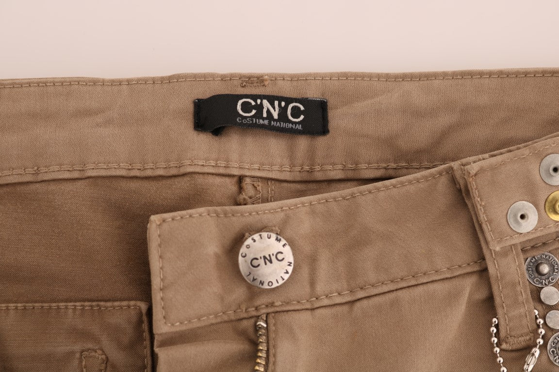 Costume National Beige Cotton Stretch Slim Fit Jeans