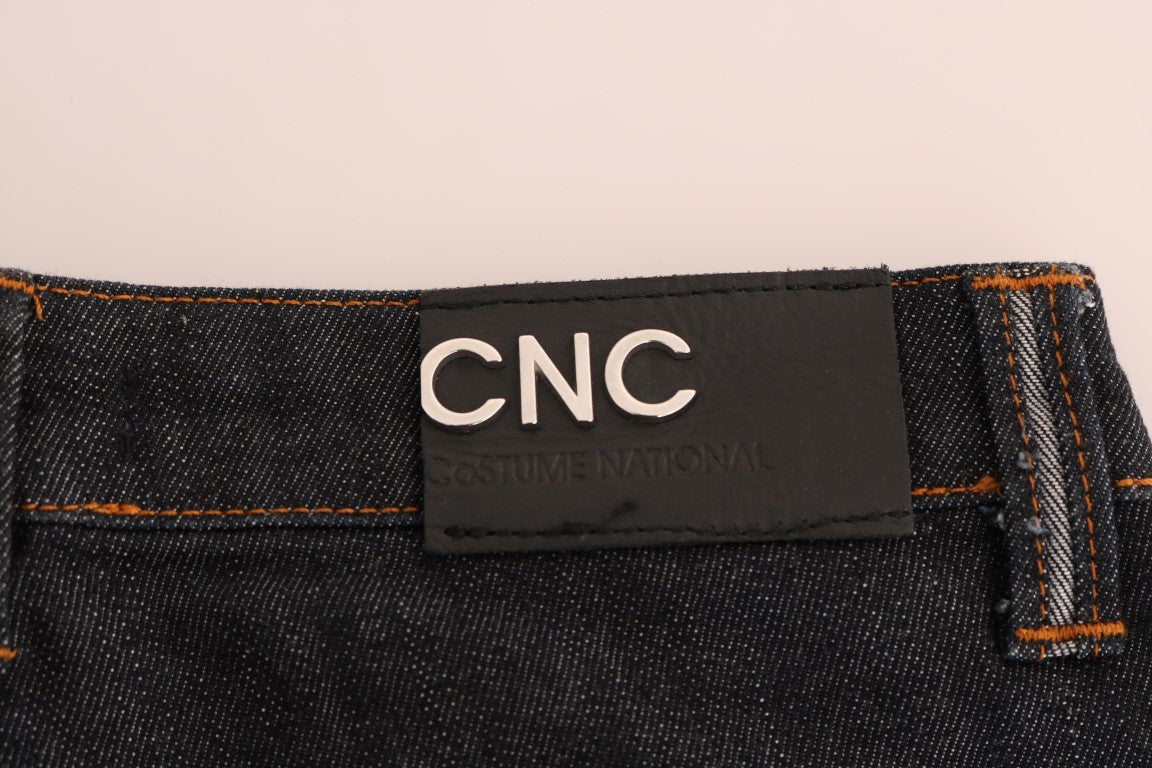 Costume National Blue Cotton Stretch Slim Fit Jeans