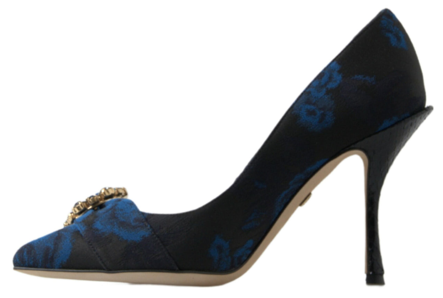 Dolce & Gabbana Blue Floral Ayers Crystal Pumps Shoes