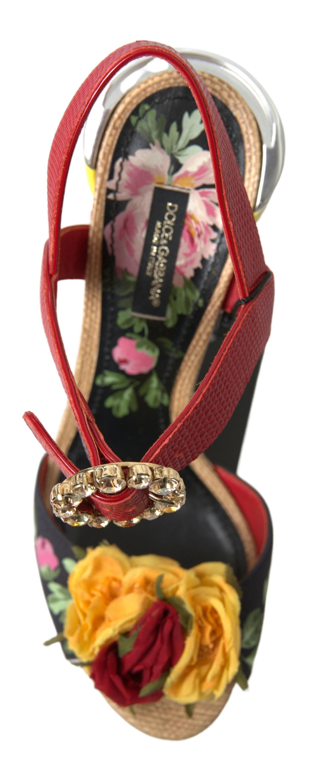 Dolce & Gabbana Multicolor Crystal Leather Amore Heels Sandals