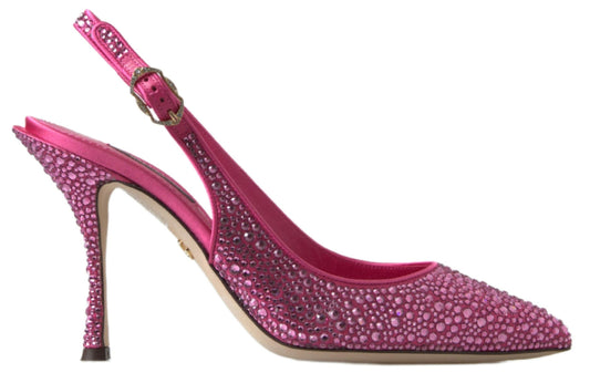 Dolce & Gabbana Pink Slingbacks Crystal Pumps Shoes