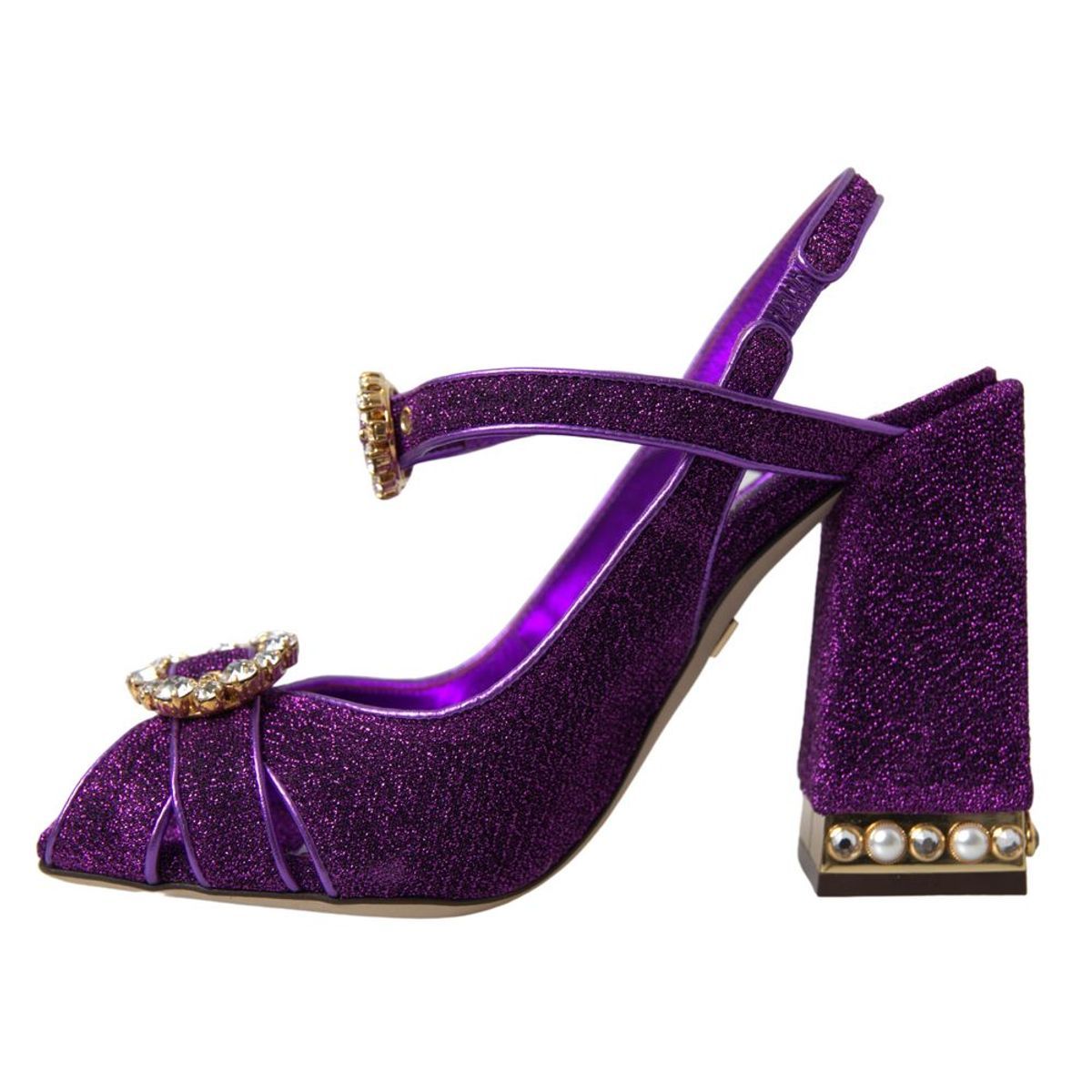 Dolce & Gabbana Purple Ankle Strap Sandals Crystal Shoes