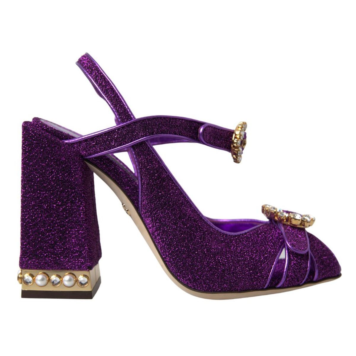 Dolce & Gabbana Purple Ankle Strap Sandals Crystal Shoes