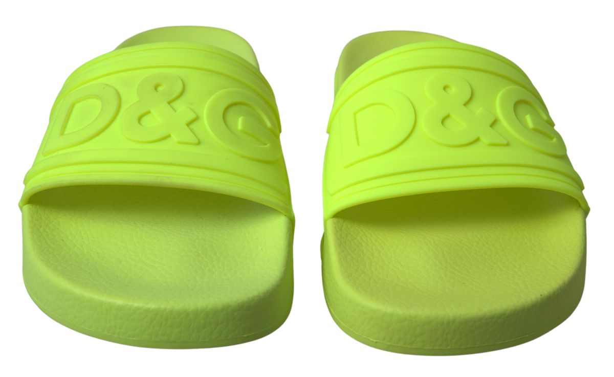 Dolce & Gabbana Yellow Green Sandals Slides Shoes