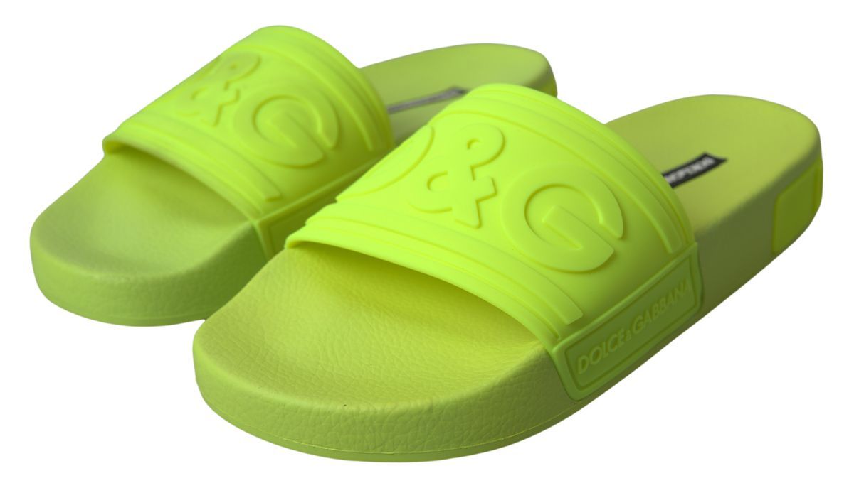 Dolce & Gabbana Yellow Green Sandals Slides Shoes