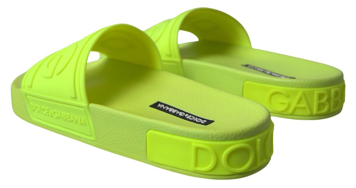 Dolce & Gabbana Yellow Green Sandals Slides Shoes