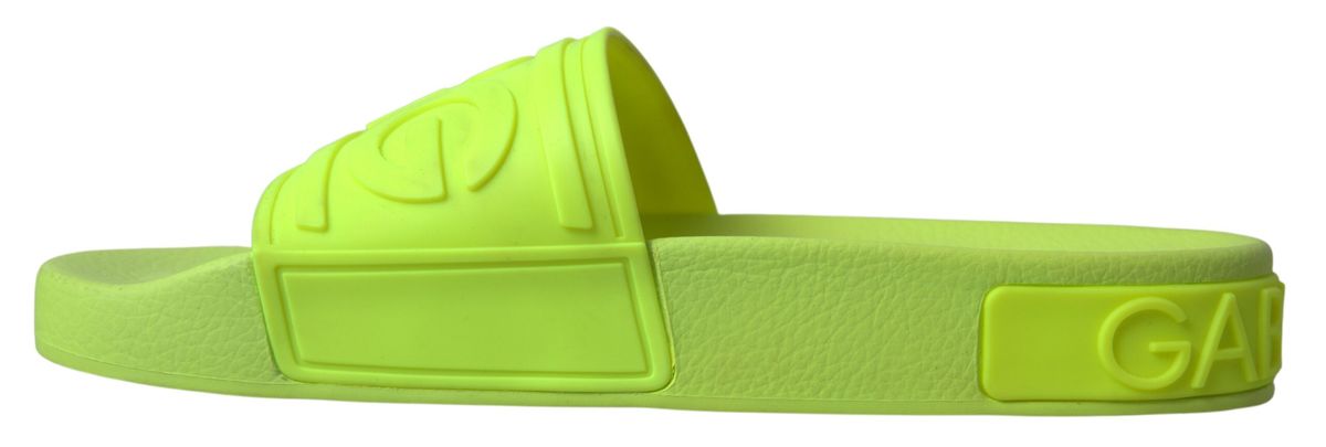 Dolce & Gabbana Yellow Green Sandals Slides Shoes