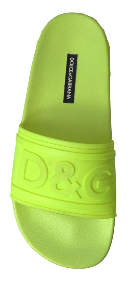 Dolce & Gabbana Yellow Green Sandals Slides Shoes