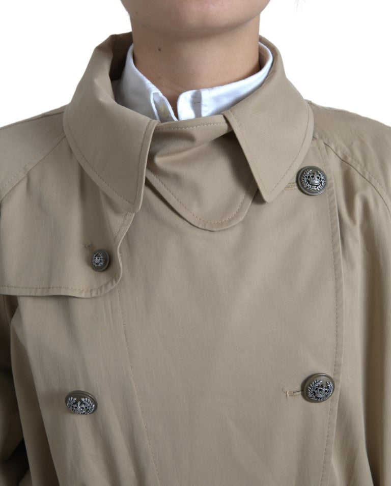 Dolce & Gabbana Khaki Double Breasted Trench Coat Jacket