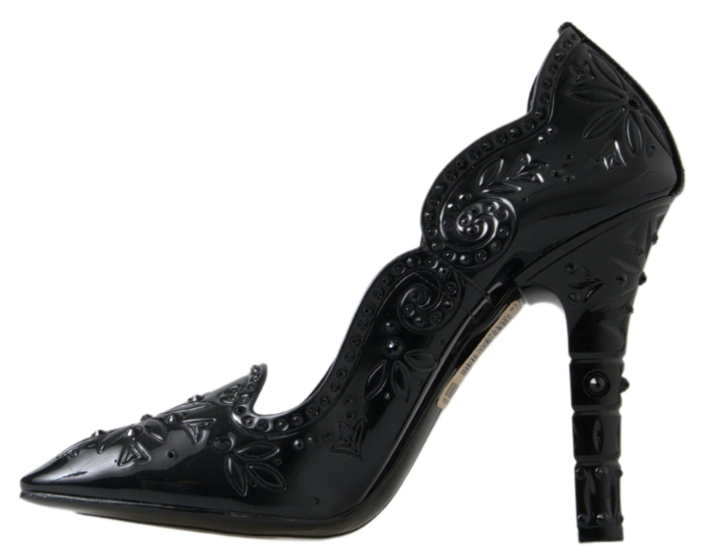 Dolce & Gabbana Black CINDERELLA Floral Crystal Heels Shoes