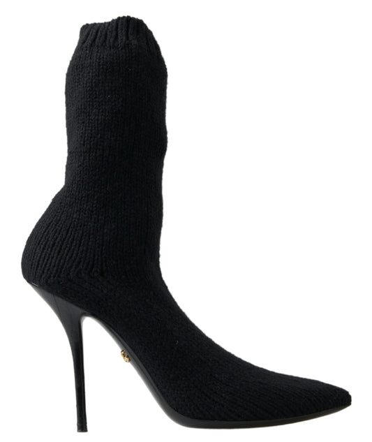 Dolce & Gabbana Black Stiletto Heel Mid Calf Women Boot Shoes