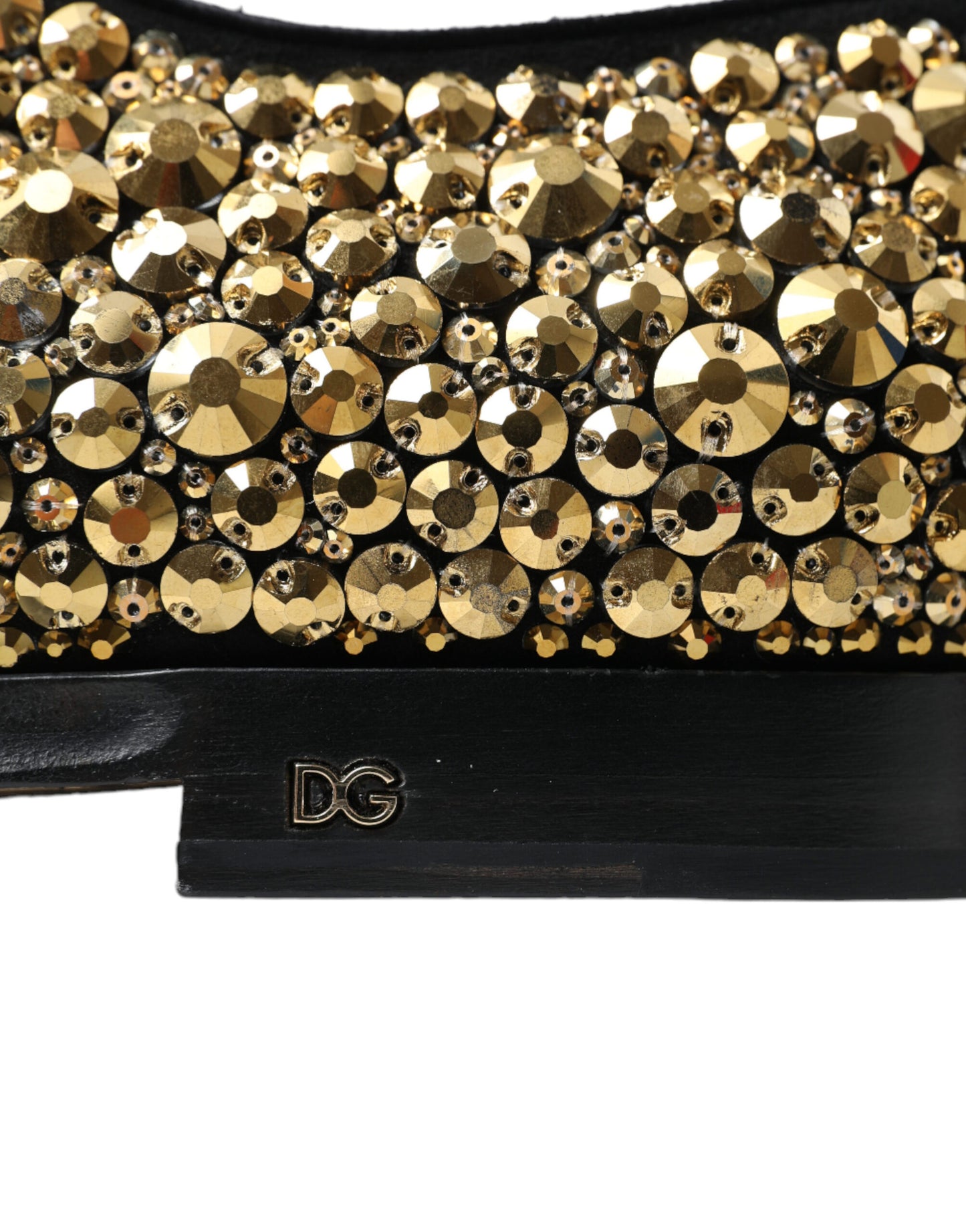 Dolce & Gabbana Black Gold Embellished Derby Dress Shoes