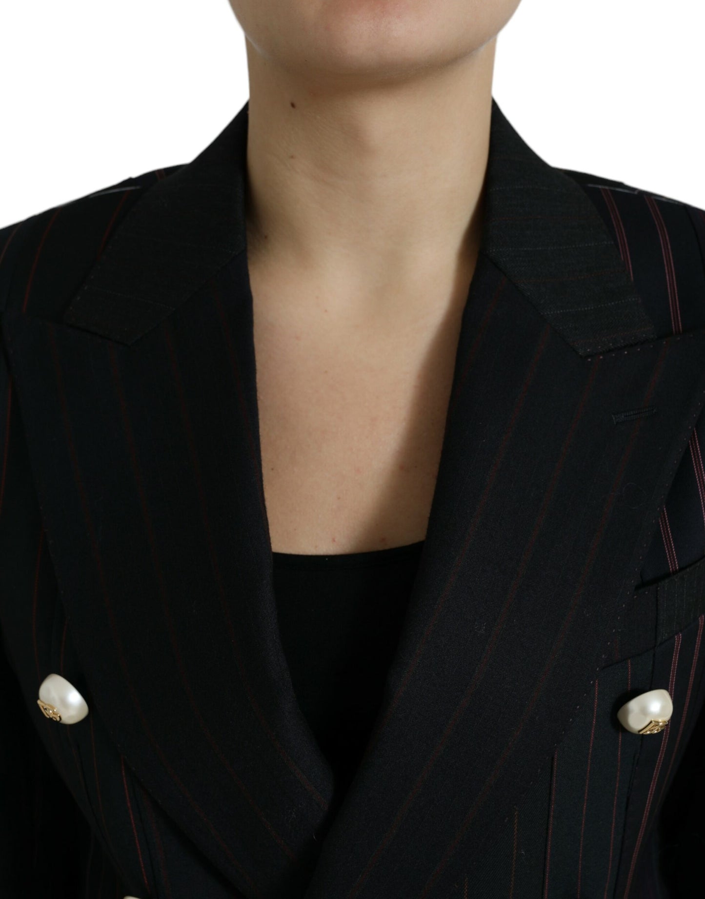 Dolce & Gabbana Black Striped SICILIA Double Breasted Jacket