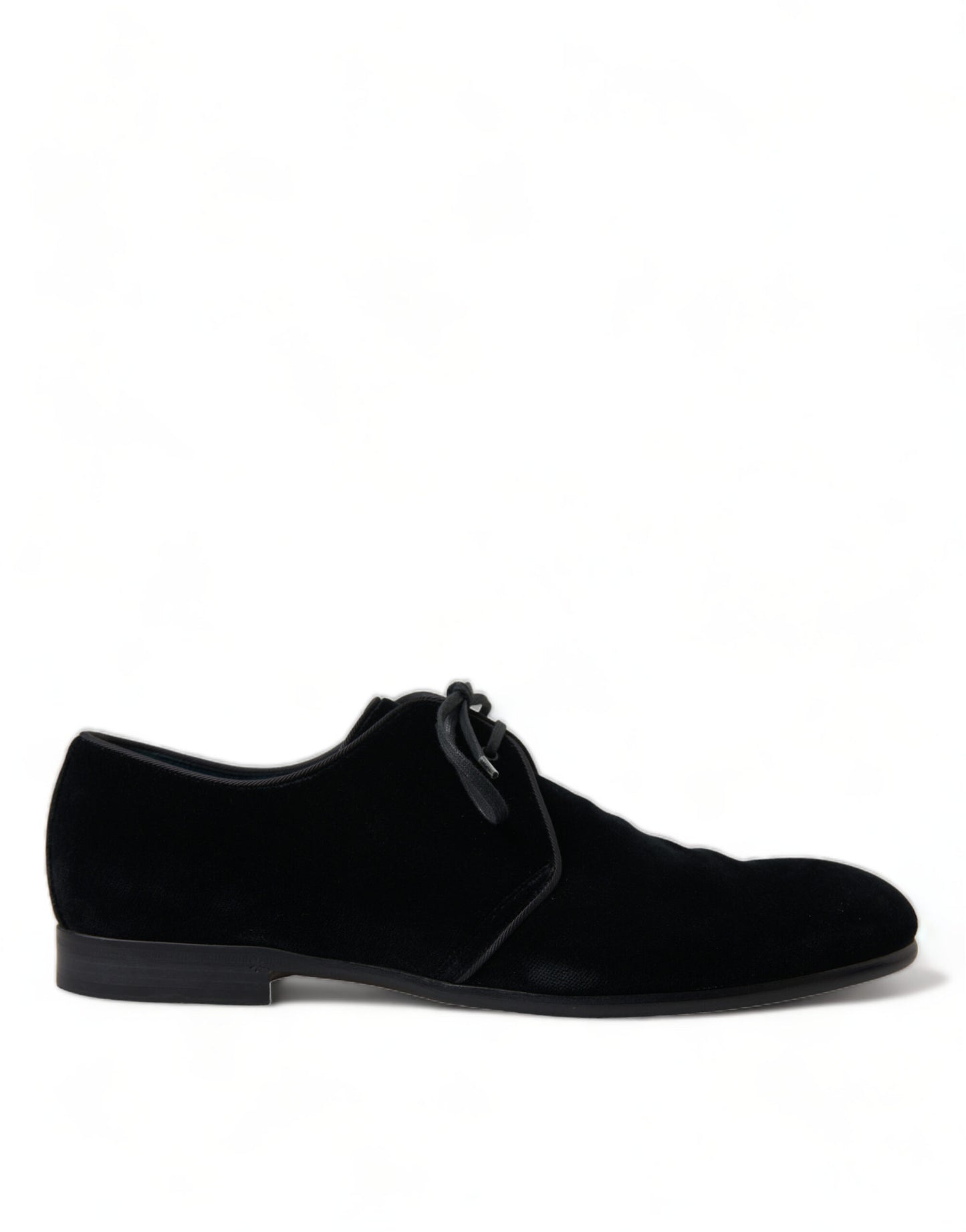 Dolce & Gabbana Black Velvet Lace Up Formal Derby Dress Shoes