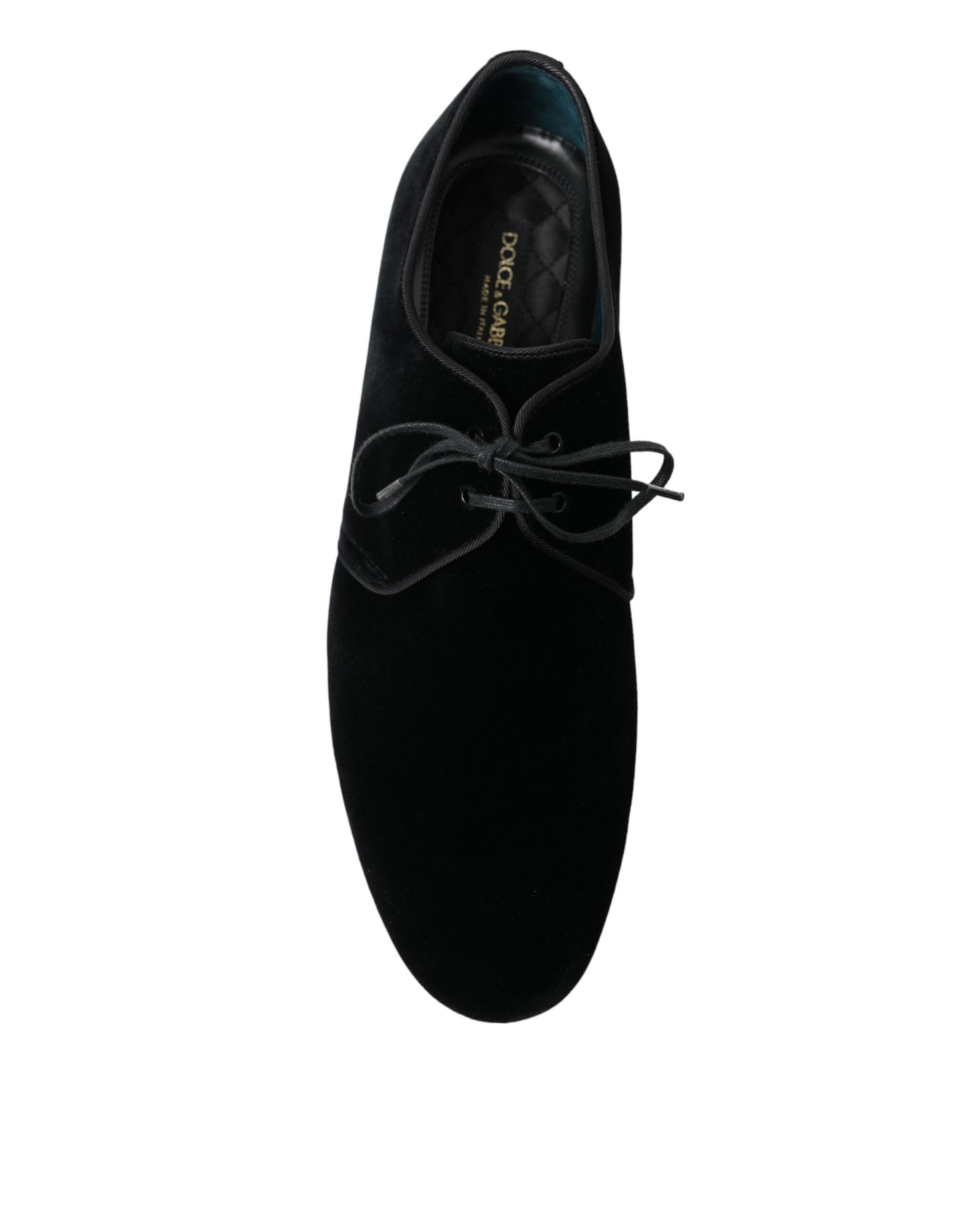 Dolce & Gabbana Black Velvet Lace Up Formal Derby Dress Shoes