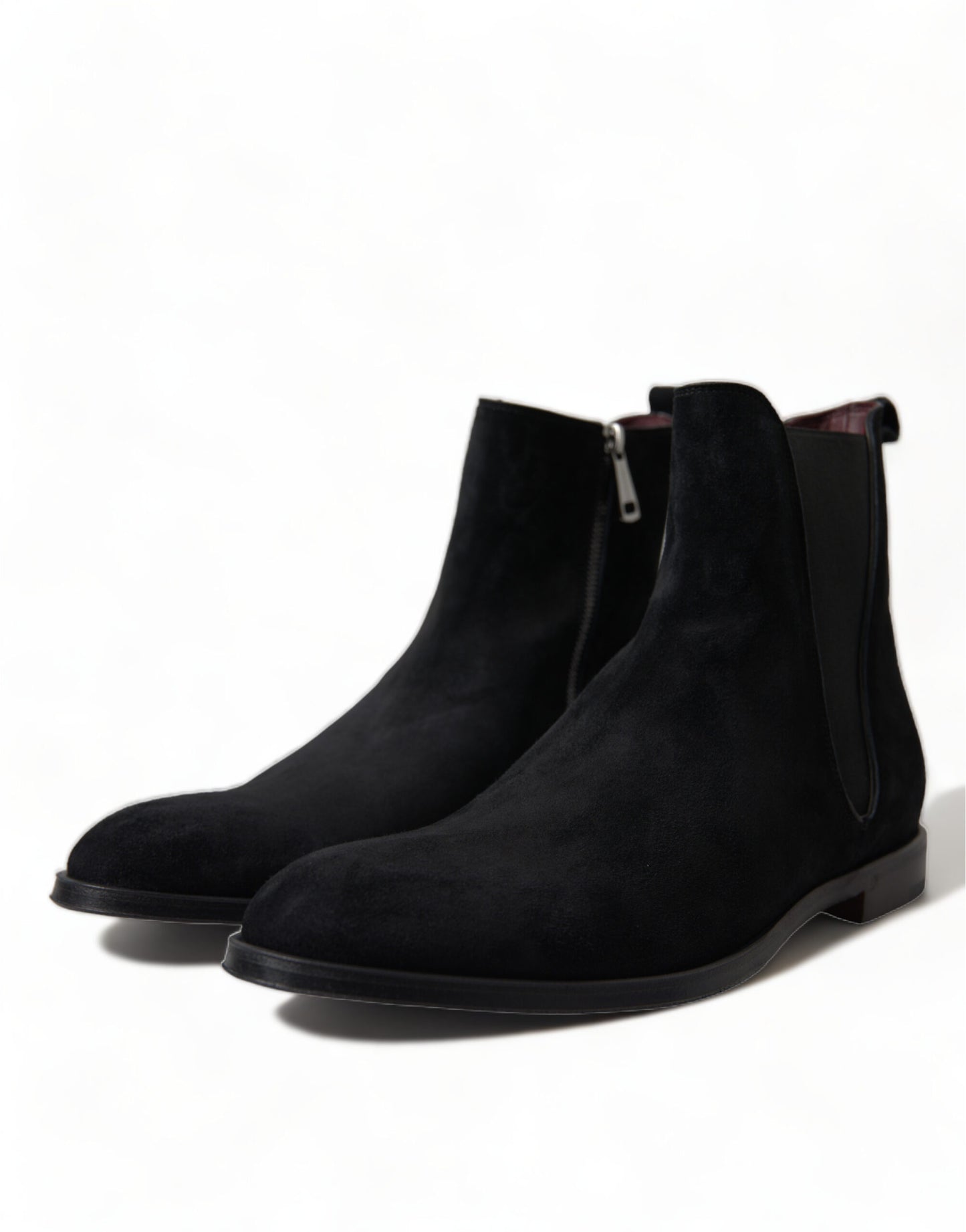 Dolce & Gabbana Black Suede Leather Mid Calf Men Boots Shoes