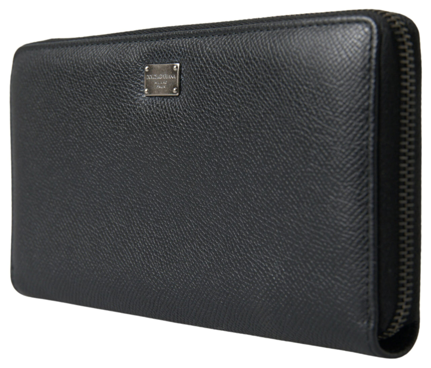 Dolce & Gabbana Black Leather Zip Around Continental Men Wallet