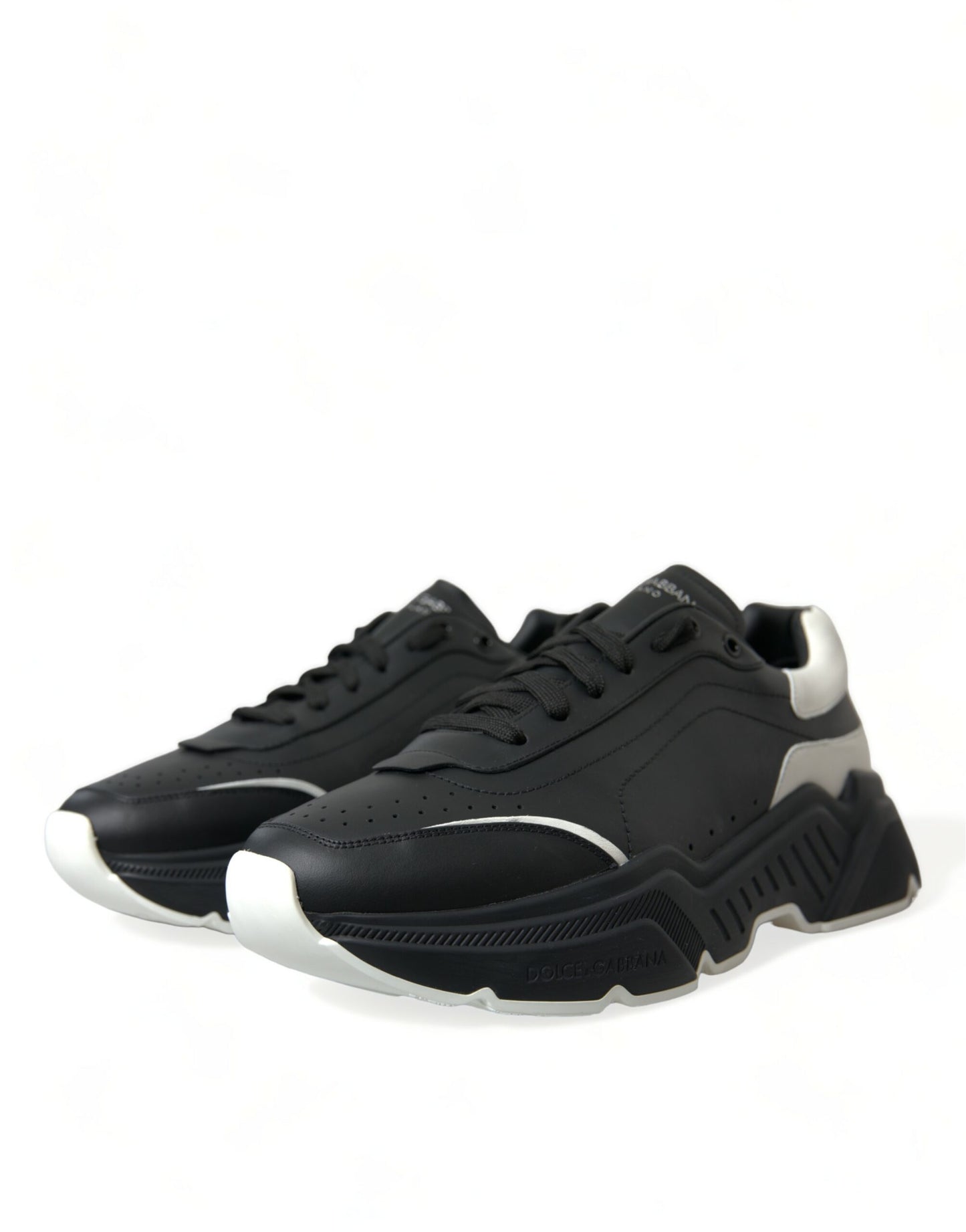 Dolce & Gabbana Black White Leather Logo Daymaster Sneakers Shoes