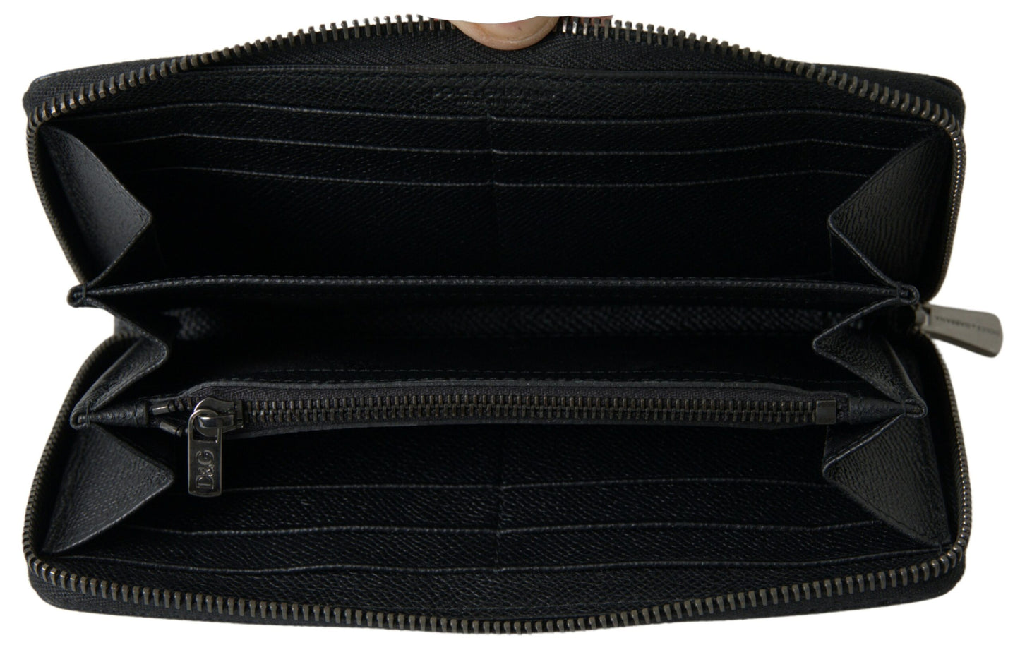 Dolce & Gabbana Black Leather Zip Around Continental Men Wallet